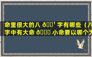 命里很大的八 🌹 字有哪些（八字中有大命 🐒 小命要以哪个为主）